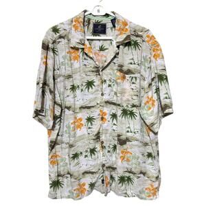 Caribbean Joe Hawaiian Shirt Mens L Palm Trees Cruise Vacation Tropical Island